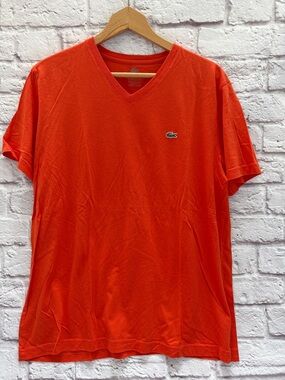 Lacoste Men’s V-Neck T-Shirt in orange excellent